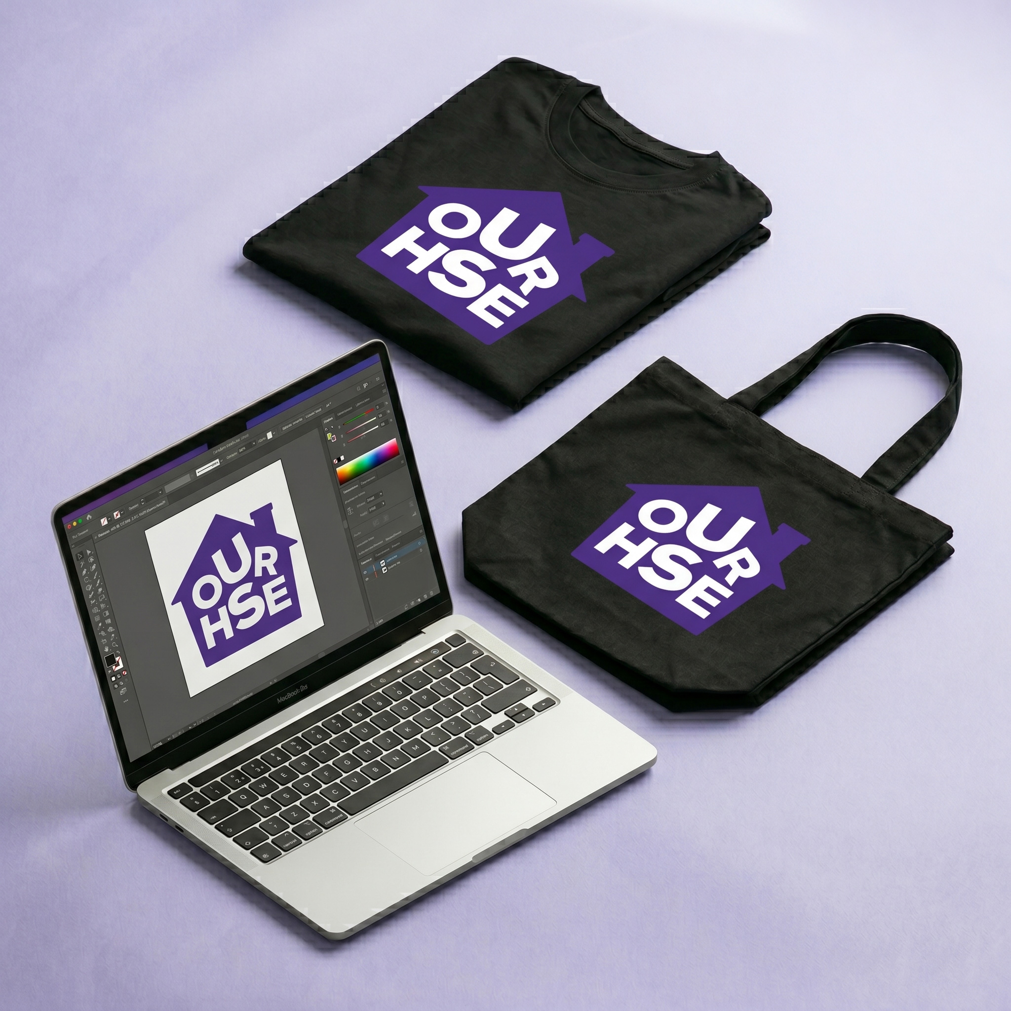 Streetwear merchandise and laptop mockup